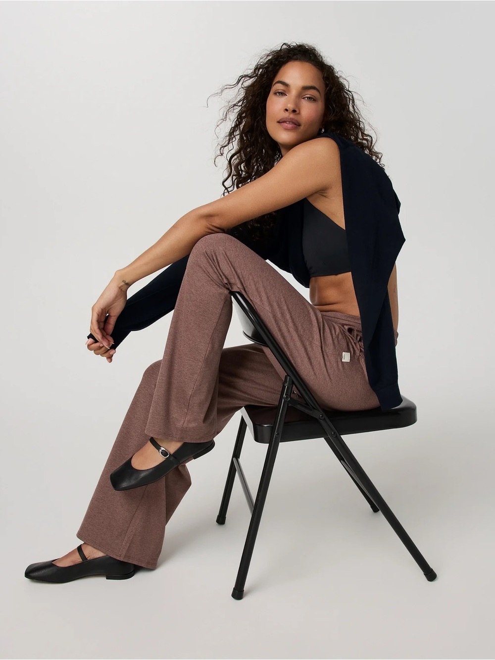 Vuori Womens XL Halo Essential Wide Leg Drawstring Lounge Pants - Heather Brown - Picture 13 of 14